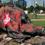 image for Queen Victoria statue toppled in Winnipeg Canada