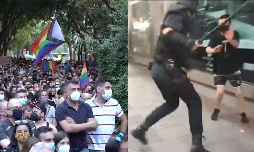 image for Police beat crowds marching for gay Spanish man Samuel Luiz