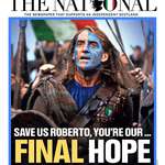 image for Front page of Scottish newspaper The National: „Save us Roberto, you‘re our Final Hope“