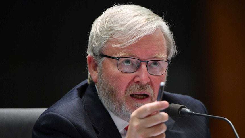 image for Senior business figures turned to former PM Kevin Rudd to intervene in bringing forward Australia's Pfizer vaccine supply