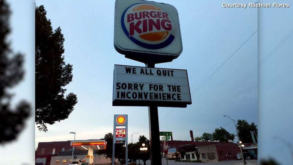 image for ‘We all quit’: Burger King staff leaves message to management on restaurant sign