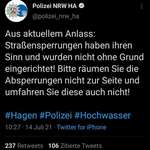 image for Polizei Hagen hat scheinbar nicht nur mit Wassermassen zu kÃ¤mpfen..