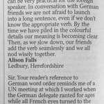 image for Letters to The Times regarding German grammar