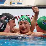 image for Other swimmers congratulating Tatjana Schoenmaker from South Africa for beating the world record