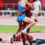 image for Tamberi (Italy) and Barshim (Qatar) after deciding to share the men's high jump gold medal