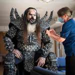 image for Mr Lordi lead singer of Finnish band Lordi gets his second vaccine dose in Rovaniemi