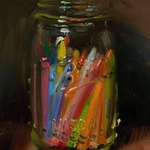image for Jar of Crayons oil painting by me