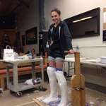 image for Gal Gadot standing in molds for her Wonder Woman boots