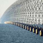 image for The power lines over Lake Pontchartrain in Louisiana illustrate very well that Earth is not flat.
