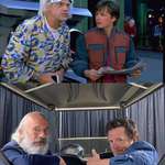 image for Christopher Lloyd and Michael J. Fox 36 jears after the premiere of the first BTTF movie