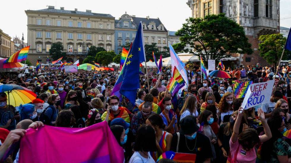 image for EU threatens to withhold $150M in aid from Poland over anti-LGBTQ zones
