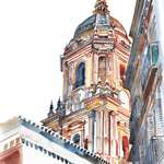 image for I painted Málaga Cathedral with watercolors on 42x56cm paper