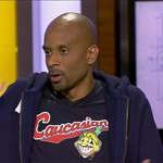 image for ESPN host Bomani Jones "Caucasians" t-shirt mocking ridiculous Cleveland Indians' "Chief Wahoo" logo
