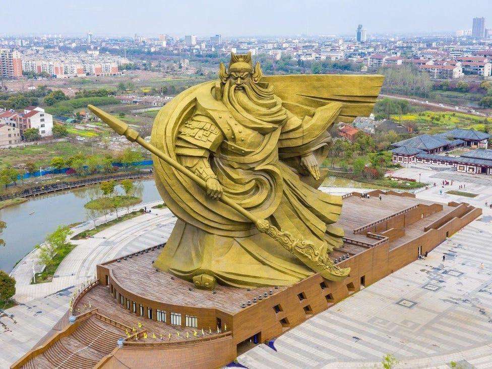 image for China built a massive 190-foot statue of a god of war that locals don't like. Now it'll cost more than $20 million to move the hulking work of art.