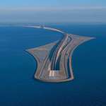 image for The 8km Øresund Bridge that connects Denmark and Sweden turns into a 4km underwater tunnel.