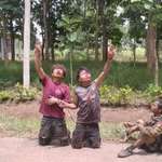 image for Two Myanmar kids show hand-sign of resistance before executed by Myanmar army