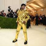 image for Lil Nas X at the Met Gala in Versace body armor.