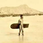 image for Hawaii. 1890. The first known photo of a surfer. Subject and photographer are unknown