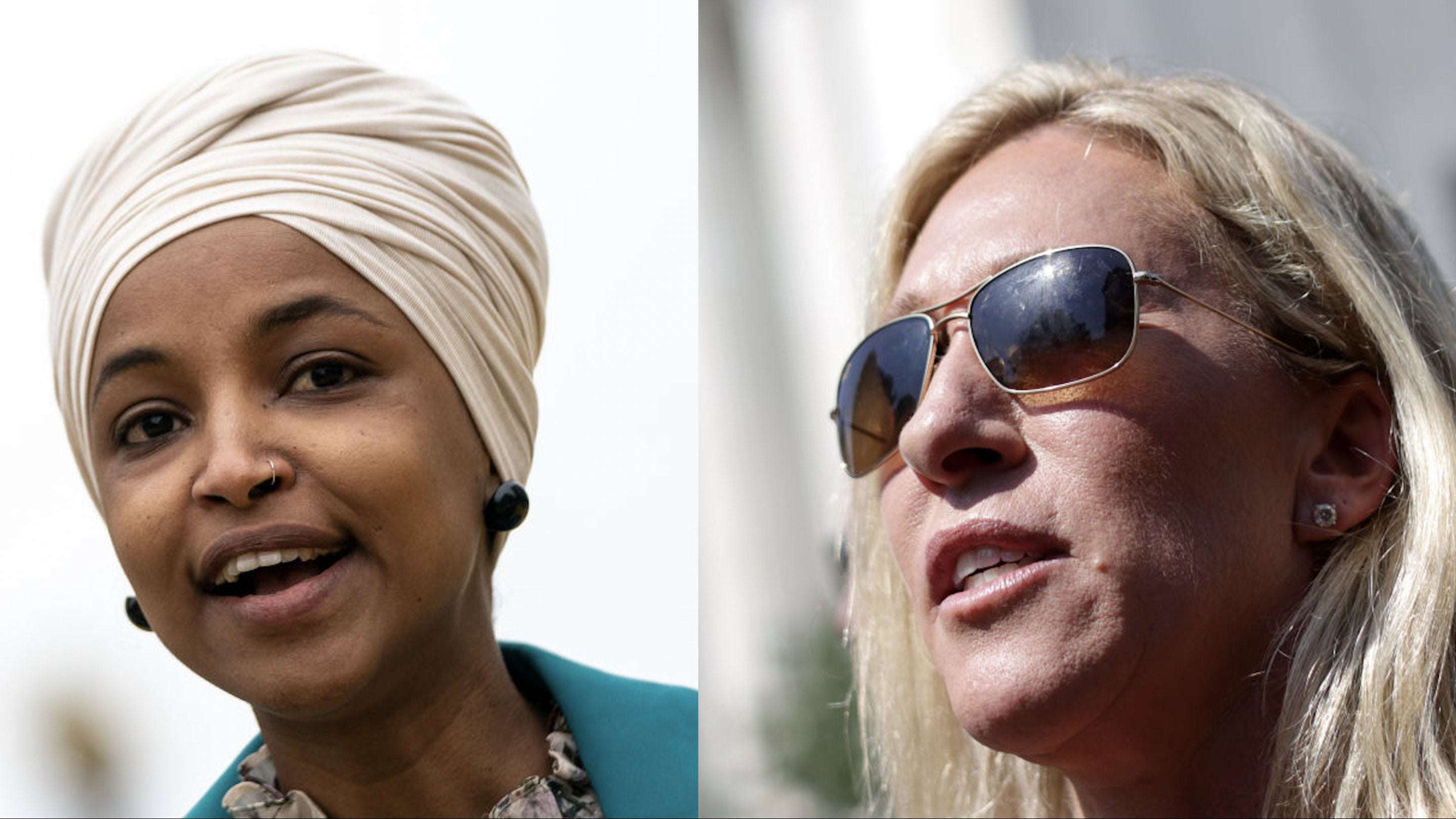 image for Ilhan Omar Calls Marjorie Taylor Greene 'Hypocrite Cult Leader' Over Masked Airplane Photo