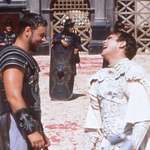image for Russell Crowe & Joaquin Phoenix on the set of Gladiator, 1999