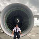 image for Dad just retired after 36 years. Here he is sitting on an engine of his 757 for his final flight