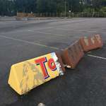 image for Someone painted the cement barriers into a giant Toblerone.