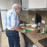 image for My dad, a compulsive precisionist, uses measuring tape to divide a baguette in exact thirds.