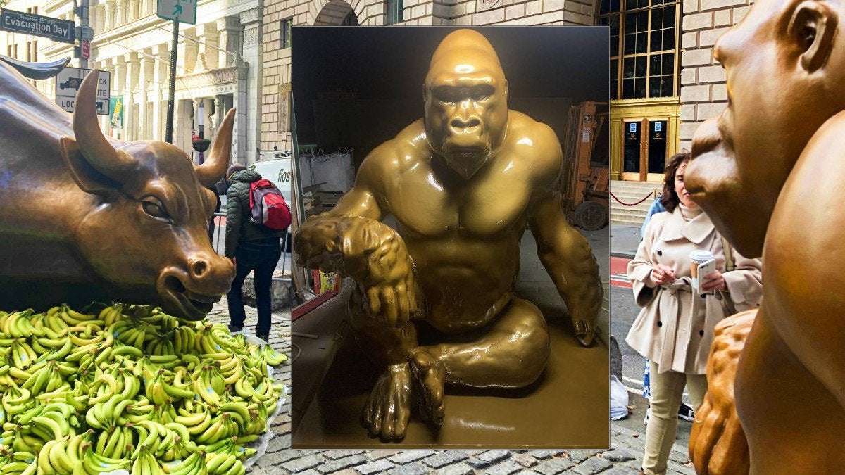 image for Harambe the Gorilla Faces Charging Bull on Wall Street – NBC New York