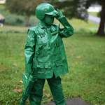 image for 6 cans of spray paint later & my son turned into a plastic green army man!