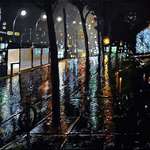 image for Sharing one of my acrylic paintings for the night crowd. I call this "Night City Rain"