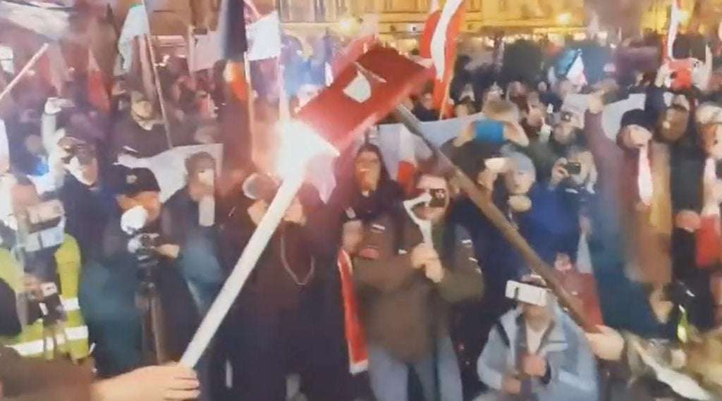 image for ‘Death to Jews,’ Polish nationalists shout at rally while burning book about Jews in Poland