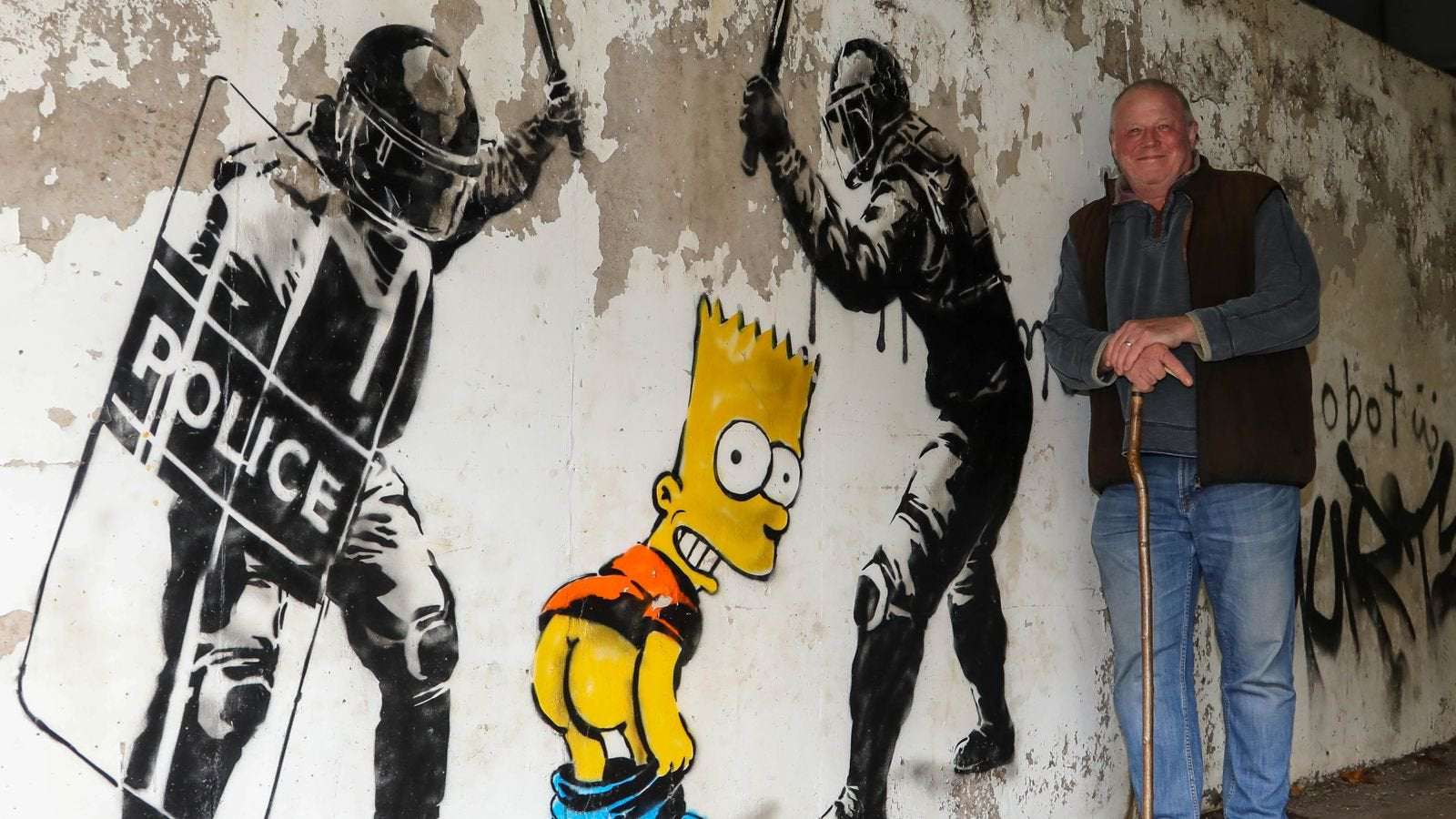 image for Terminally ill man arrested for mooning speed camera 'inspires' new 'Banksy' Bart Simpson mural