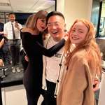 image for A fan took this picture of Taylor Swift, Bowen Yang and Sadie Sink