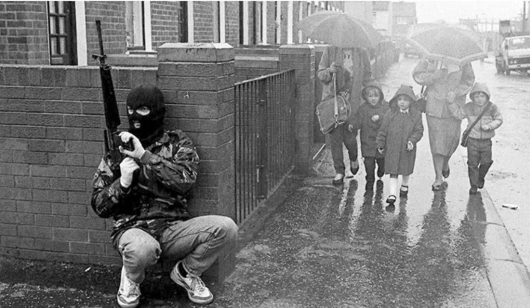 image showing IRA volunteer on patrol in Belfast, Ireland 1987