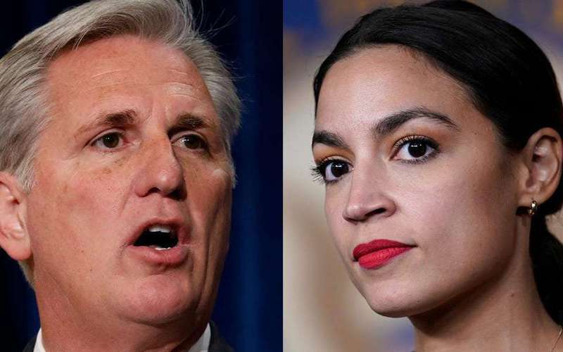 image for Kevin McCarthy said in an hours-long floor speech that no one elected Biden to be FDR, prompting AOC to shout 'I did!'