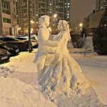 image for Someone made this beautiful snow couple.