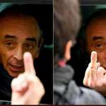 image for French presidential candidate Eric Zemmour gives middle finger to a woman.