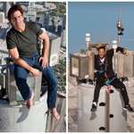 image for Tom Cruise sitting casually on Burj Khalifa vs Will Smith sitting.