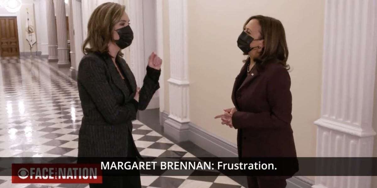 image for Vice President Harris said she was frustrated when Charlamagne tha God asked her whether Biden or Manchin was president