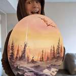 image for My attempt at painting on an oval canvas for the first time!