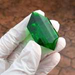 image for This potassium ferrioxalate crystal I grew looks like a green rupee