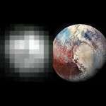 image for Two photos of Pluto, 25 years apart.