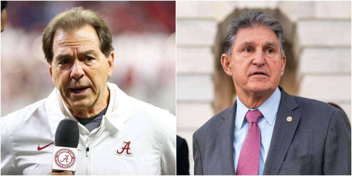 image for Alabama coach Nick Saban — Joe Manchin's longtime friend — signs letter urging the West Virginia senator to support voting rights