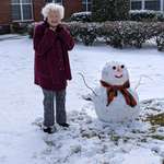 image for My grandmother and her snowman.