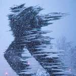 image for Athens, Greece - The iconic statue "The Runner" during the last Monday's blizzard