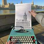 image for In London creating a drawing typed on my 70's typewriter, see if you can spot the hidden messages!