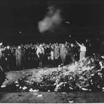 image for 1933 book burnings “Where they burn books, they will, in the end, burn human beings too”
