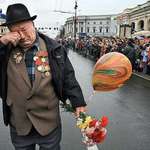 image for WW2 Vet walking alone on Victory Day. He is the last of his squad