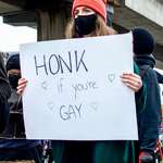 image for An anti-protests protester in Vancouver, BC, Canada.