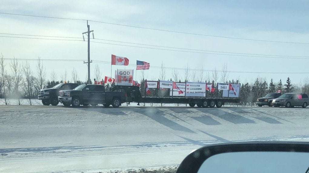 image for Manitoba man trapped in convoy protest while trying to drive his sister to emergency room